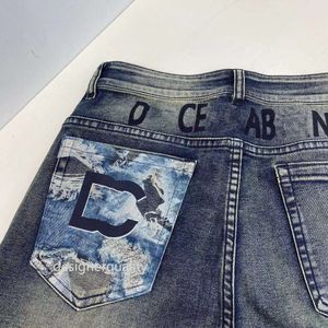 Pantalons concepteurs de jeans pour hommes jogging jogging brodé à la fermeture à glissière lavée pantalon leggings décontractés