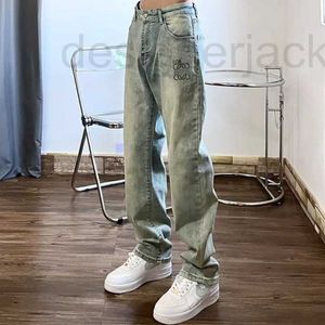 Jeans pour hommes pantalons de créateurs pantalons en denim lavés à la boue jaune hommes femmes couleur assortie pantalon ample WMP8