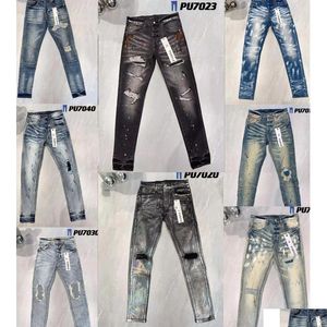 Designer de jeans pour hommes PL8821587 Biker Ripped Slim Sket Skinny Pantal