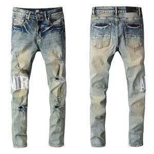 Jeans pour hommes Designer Punk Pantalon déchiré Pantalon Homme pour hommes rétro Old Street Fashion Lettre Moto