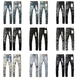 Heren jeans ontwerper paars merk skinny jeans trek rechte jeans wassende oude lange zwarte broek droog dan broek