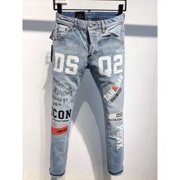 Diseñador de jeans para hombre Pantalones pitillo rasgados Moto biker agujero Slim Fashion Brand ture Pantalones de mezclilla Hip hop Hombres D2 9809s