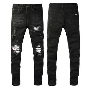 Jeans para hombre Diseñador Flaco Distress Ripped Destroyed Stretch Biker Denim blanco Negro Azul Slim Fit Hip Hop Pantalones para hombres tamaño 28-40 Alta calidad