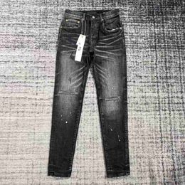 Heren Jeans Designer Tranen Broek Geperforeerde Patch Trendy Elastisch Gestapeld Heren Veelzijdige Herenbroek Slanke Potlood F42N