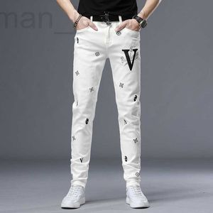 Jeans pour hommes Designer Blanc Jeans pour hommes de la marque Fashion Pantalon Pantalon de diamant chaud Slim Fit Youth Casual Ewxj