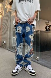 Jeans pour hommes Destroy jeans en détresse streetwear hommes déchirés skinny Moto Biker Denim High Street y2k mens 230710