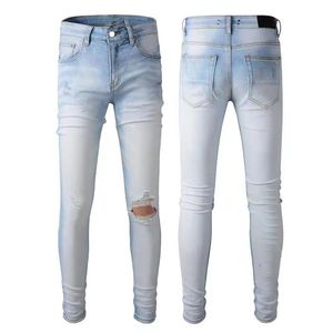 Jeans pour hommes en détresse européen déchiré skinny designer jean femme jean slim moto pantalon de mode causal Hip Hop hommes pantalon droit
