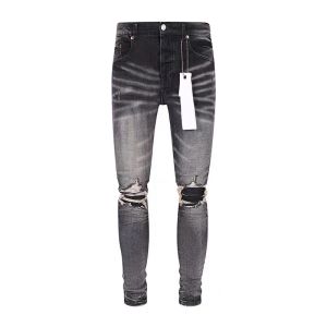 Jeans pour hommes en détresse moto motard jean Rock Skinny Slim trou déchiré lettre Top qualité marque Hip Hop Denim pantalon 28-40 859193730