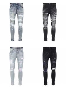 Jeans pour hommes Distressed Motorcycle biker jean Rock Skinny Slim Ripped trou lettre Top Qualité Marque Hip Hop Denim Pants30-40