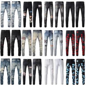 Jeans pour hommes en détresse déchiré Biker Jean Slim Fit moto Denim pantalon pour hommes créateur de mode pantalons Hip Hop