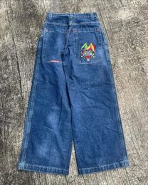 Jeans para hombre Tendencias de moda europeas y americanas Payaso bordado Hombres Y2k Street Hip Hop Punk Tallas grandes Casual Baggy Unisex 231129