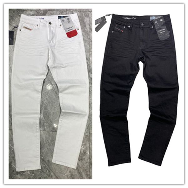 Jeans para hombre Bolsos famosos Diseñador Slim-leg Jean Plaid Slim Peso ligero Stretch Denim Flaco teñido Negro Azul Pantalones de algodón Tamaño