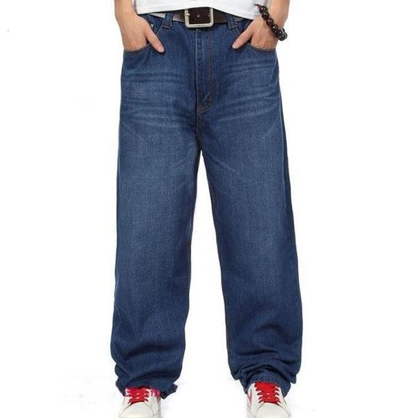 Jeans pour hommes mode Baggy homme couleur bleu foncé Hiphop lâche Skateboard hommes grande taille 3046 pantalons Botton pantalons 230825