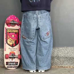 Jeans pour hommes Mode classique Jnco dessin animé imprimé jeans hommes y2k personnalité hiphop lâche rétro couleur claire couple droit pantalon large 231218