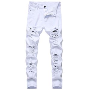 Jeans pour hommes Fashion Hip Hop Ripped Skinny Men Denim Pantaux Slim Fit Stretch Pantal