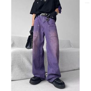 Jeans pour hommes mode coupe ample jeunesse violet hommes haute rue Baggy pantalon de Style à jambes larges