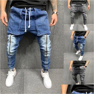 Jeans pour hommes fit zipper Pocket Design High Street Men Mort Dism Joggers Pantal