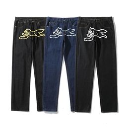 Jeans para hombre Flying Dog Print Hombres Baggy Vintage Y2K Hip Hop Straight Denim Cargo Pantalones sueltos Streetwear Neutral Harajuku Wash Pantalones 221113