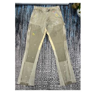 Mens jeans ga lente zomer heren splash inkt graffiti hoorn retro gedeconstrueerde stiksel overalls broek 230406