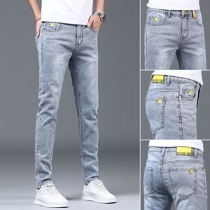 Jeans pour hommes Harajuku Mode Printemps Automne Marque de luxe Style coréen Vêtements décontractés Bleu Denim Élégant Designer Slim Pantalon 230629