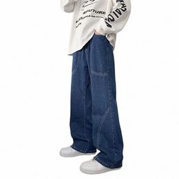 Jeans pour hommes Sarouel Fi Poches Desinger Coupe ample Baggy Moto Jeans Hommes Stretch Rétro Streetwear Hommes Jeans décontractés 12Rq #