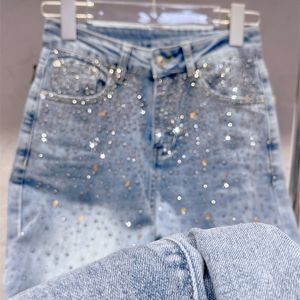 Hommes Jeans Haute Qualité Élastique Ciel Étoilé Diamant Baggy Femmes Confortable Doux Droit Denim Pantalon 2023 Printemps Pantalones De Mujer 230925