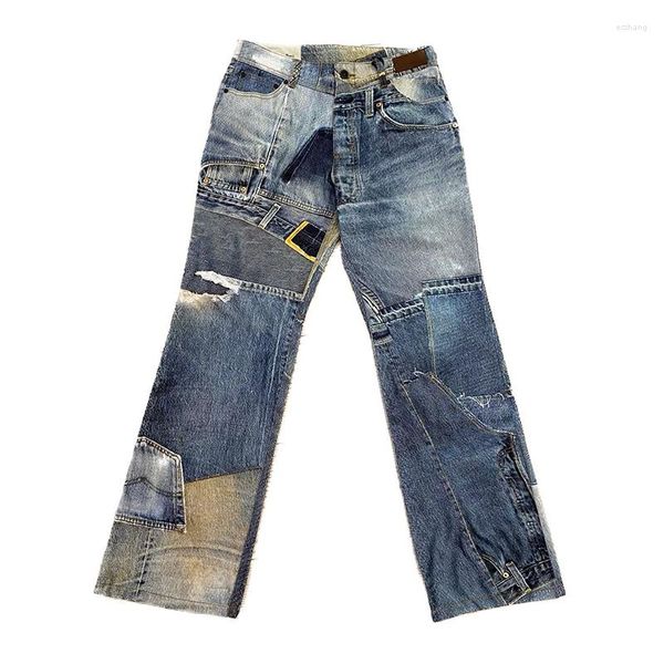 Jeans pour hommes de haute qualité Style OL Vibe Punk impression numérique Y2K lavé pour fabriquer de vieux pantalons unisexe