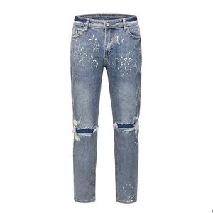 Jeans pour hommes High Street Hole lavé Detrère Pantalon de crayon décontracté Retro Retro Loose Bailgy Denim Trop Drop Livrot Appare OTPKX