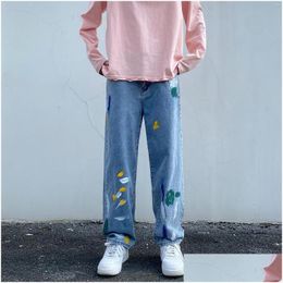 Heren Jeans Hip Hop Oversized Cargo Casual Harajuku Trend Desigenr Joggers Retro Baggy Denim Drop Delivery Kleding Kleding Otwdx