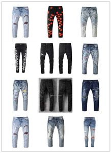 Jeans pour hommes de style hip hop concepteur de luxe denim pantalon en détresse biker rippe jean slim fit pieds boutiques de magasin de magasins mignons rippés et high street