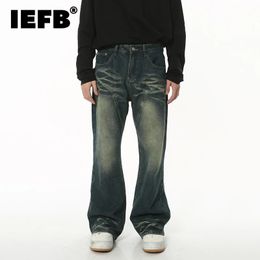 Jeans para hombre IEFB Pantalones Otoño Baggy Nicho Diseño Gradiente Ligeramente acampanado Pantalones de mezclilla rectos Retro desgastados 9C1838 231204