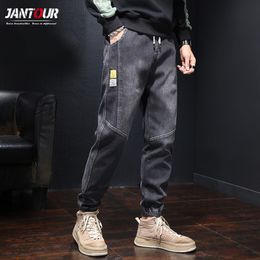 Herenjeans Jantour Brand Autumn Winter Harem Denim Hoogwaardige vrachtbroek Jogger Goth Hip Hop Trousers Male Gray Plus Size5xl 230317