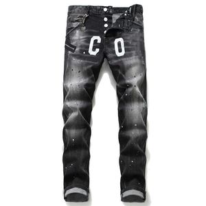 Jeans pour hommes jean hip hop pantalon rue Street Trend Zipper chaîne de chaîne de chaîne dérangée
