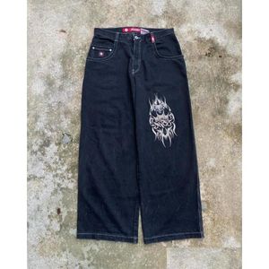 Jeans pour hommes jnco streetwear y2k hip hop graphiques surdimensionnés Baggy Black Pantal