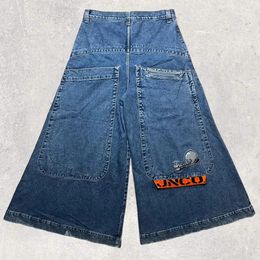 Jeans pour hommes JNCO Y2K grande poche Harajuku Hip Hop graphique rétro bleu Baggy Denim pantalon hommes femmes Goth large pantalon Streetwear 231204