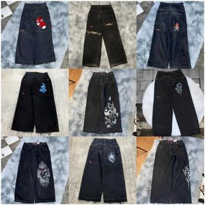 Jeans pour hommes JNCO Y2k Streetwear 2024 Gants de boxe Hip Hop Imprimé graphique Baggy Pantalon noir Hommes Femmes Harajuku Pantalon large gothique