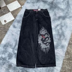 Jeans pour hommes JNCO Y2k Streetwear 2024 Gants de boxe Hip Hop Imprimé graphique Baggy Pantalon noir Hommes Femmes Harajuku Pantalon large gothique v5