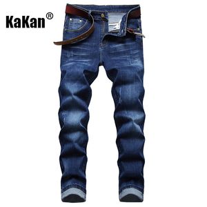 Jeans da uomo Kakan Pantaloni elasticizzati in cotone europeo e americano Youth Casual Summer Midwaist Blu K019D675 230915