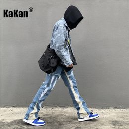 Jeans pour hommes Kakan High Street Wash Moucheté Encre Épissée Personnalisé Droit Lâche Micro Évasé Long K027G2490 230920