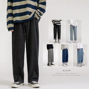 Jeans pour hommes mode coréenne Baggy classique unisexe homme droit Denim pantalon large Hip Hop Bagy bleu clair gris noir 231129
