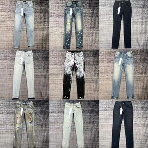 Jeans pour hommes ksubi violet déchiré droit jean régulier Denim larmes lavé vieux jean noir Long vêtements de rue 228y