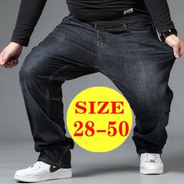 Heren Jeans Grote Maat Zwart 10XL Oversized Hoge Taille Losse Broek Echtgenoot Plus Denim Blauw Mannelijke Broek 230606