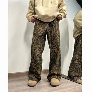 Jeans pour hommes imprimé léopard hommes rétro Vintage Streetwear Hip-hop ample jambe large pantalon en Denim