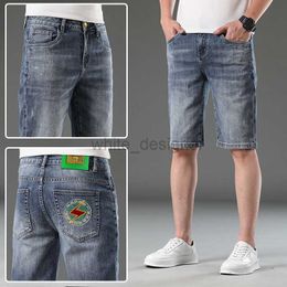 Mens jeans luxe ontwerper schoonheid geborduurde bijgesneden jeans heren shorts shorts slanke coton stretch croped pants zomer dunne Europese stijl