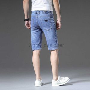 Jeans pour hommes concepteur de luxe concepteur européen haut de gamme haut de gamme jeans short masculin short tendance slim fit raide jambe claire marque bleu pantalon de plage élastique