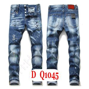 Jeans para hombre Diseñador de Italia de lujo Jeans de mezclilla Hombres Pantalones bordados DQ21045 Moda Wear-Holes Splash-ink Stamp Pantalones Ropa de motociclismo US28-42 / EU44-58