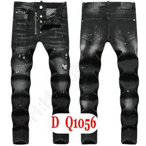 Jeans para hombre Diseñador de Italia de lujo Jeans de mezclilla Hombres Pantalones bordados DQ21056 Moda Wear-Holes Splash-ink Stamp Pantalones Ropa de motociclismo US28-42 / EU44-58