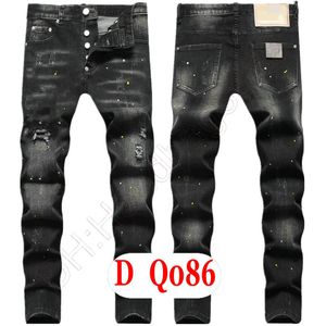 Jeans pour hommes Luxe Italie Designer Denim Jeans Hommes Pantalons de broderie DQ2086 Mode Wear-Holes splash-ink stamp Pantalon Moto Vêtements d'équitation US28-42 / EU44-58