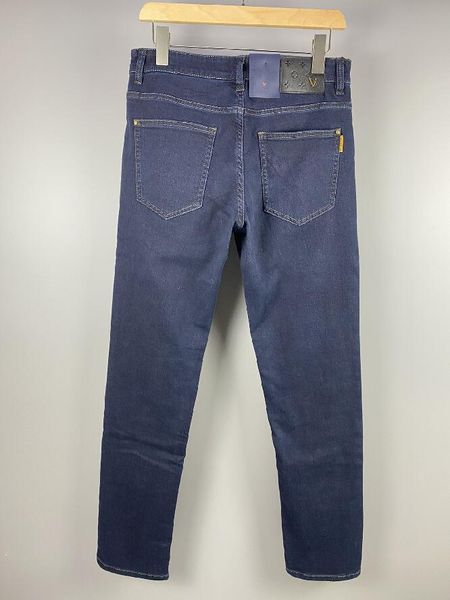 Jeans pour hommes Luxury L Designer High Street Straight Jean Mens Sky Blue Blue Bleu Jeans Pantalon Zippe lavé