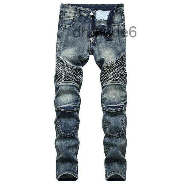Jeans pour hommes Denim Designer Moto Bike Moto droite pour automne printemps Punk Rock Streetwear équitation genou garde pantalon TDMO